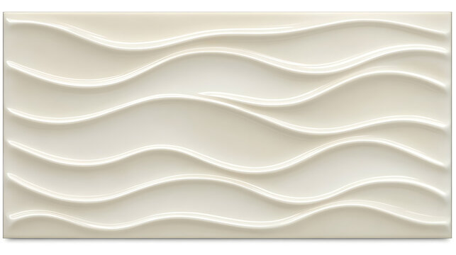 Modern White 3D Wall Panel with Elegant Wavy Texture and Glossy Ceramic Finish Isolated on White