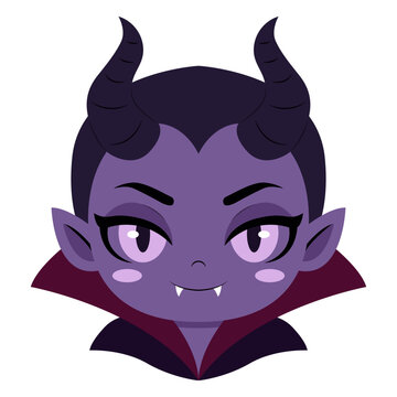 Cute Chibi Demon Vampire Character Portrait Illustration