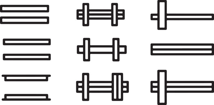 Vector icon set of horizontal lines with brackets and brackets ends Vector