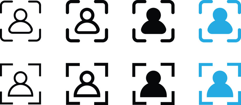 Face recognition and user identification icon set