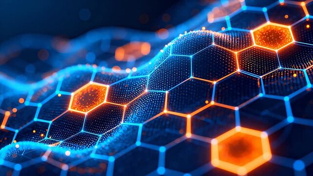 Abstract hexagonal pattern with glowing lines