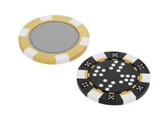 Naklejka premium Two round casino poker chips with colorful and black patterns