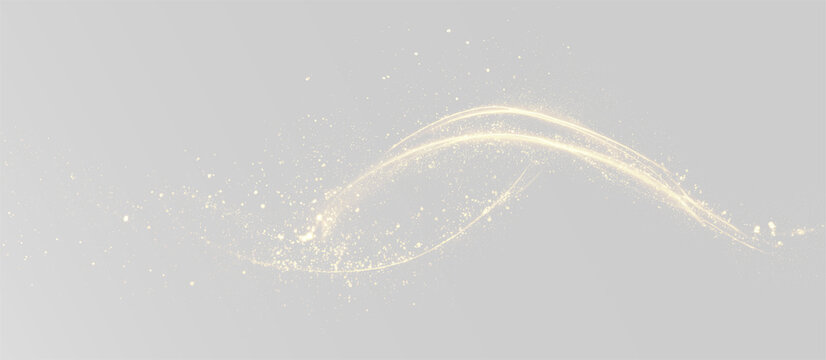 Elegant golden light swoosh with shining bokeh and flowing particles overlay