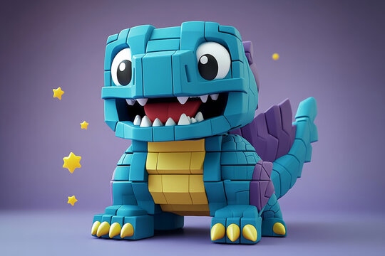 Cube-shaped dinosaur model