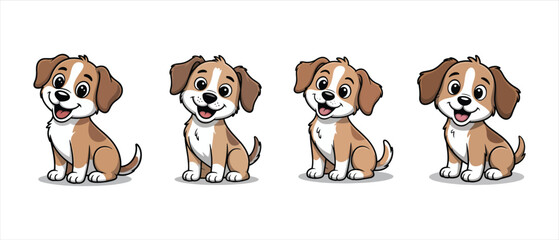 Obraz premium Cute Cartoon Puppy Characters Vector Illustration for Children and Pet Design Projects.