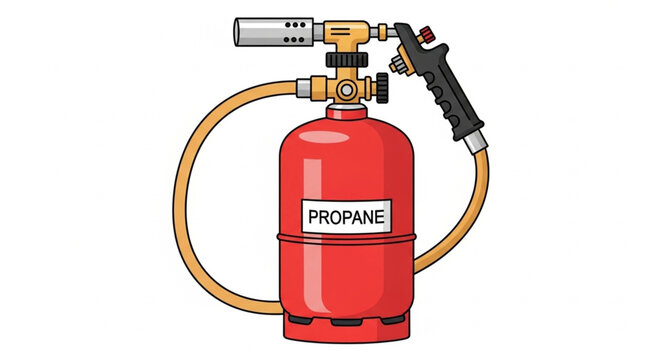 Illustration of a Propane Torch with Red Tank and Hose.