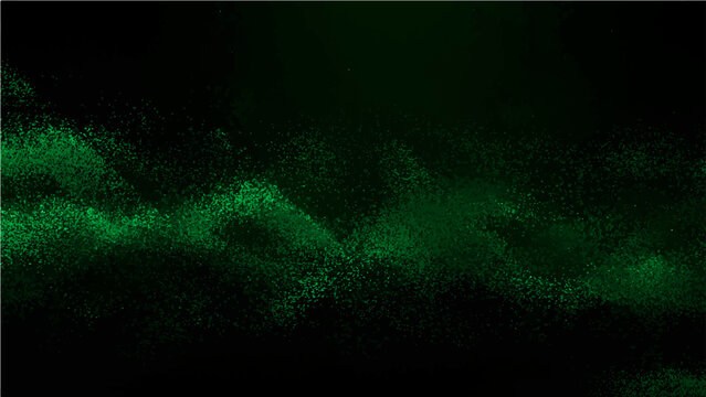 Vector Abstract design, showcasing textured, green nebulous form floating in a dark, ethereal realm. Evoking mystery.