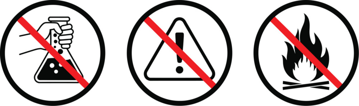 No fire, chemicals, or hazardous materials allowed signs