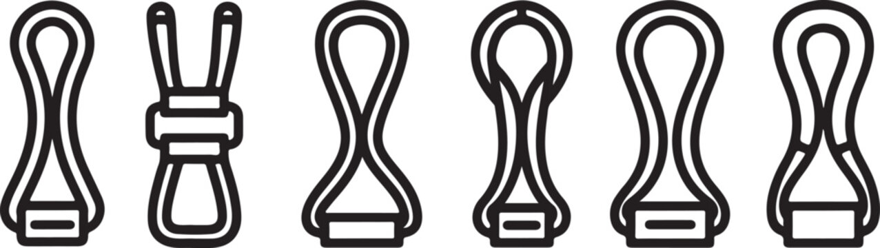 Line icons set of balance scale weighing tools flat design Vector