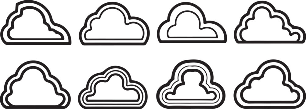 Set of eight black curly brackets and parentheses icons vector Vector