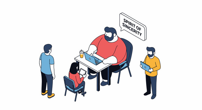 Isometric illustration of a business meeting with sincerity concept.