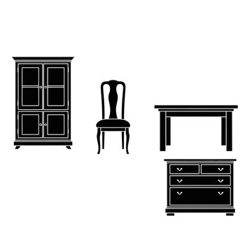 Furniture pieces in a row.