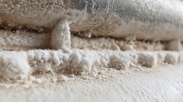 Close up of rough concrete wall texture with building foundation.