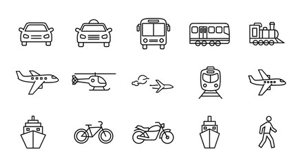 Set of transportation icons with different vehicles © Kas