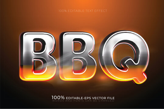 bbq 3D Chrome Fire Metallic Editable Text Effect
