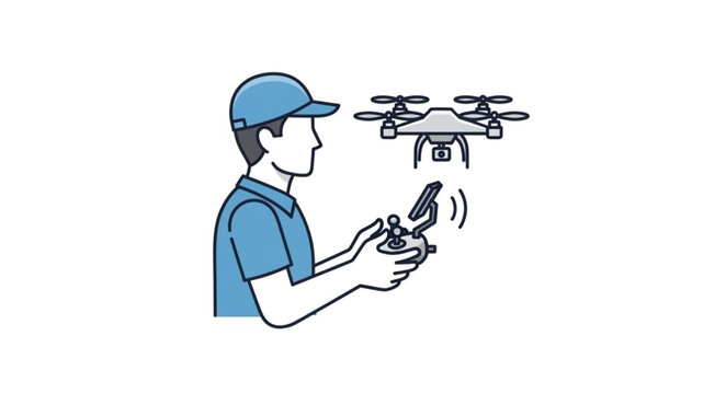 Man operating a drone with remote control, showcasing modern technology.