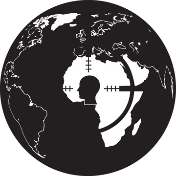 Global targeting, world map, crosshair, silhouette, international relations