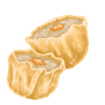 Shumai dimsum food digital drawing in watercolor brush