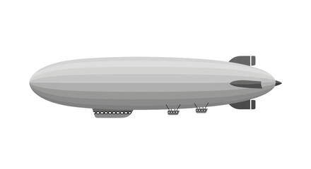 Modern Gray Airship Blimp Flying on White Background © Azrha