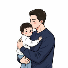 Obraz premium A man tenderly holding a baby.