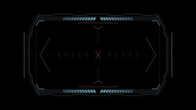 Cyberpunk HUD Frame Elements with Neon Glowing Interface Overlay