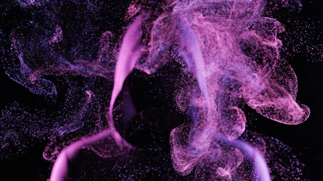 A mesmerizing display of purple smoke tendrils against a stark black background