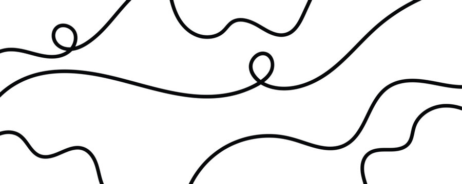 Abstract wavy linear. curve and spiral lines. Squiggle curly lines. Decorative design elements isolated on white background. 