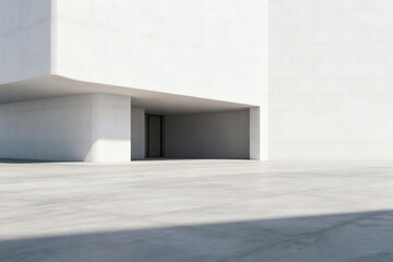 Fototapeta premium Minimalist white room with open doorway, architectural visualization, for real estate