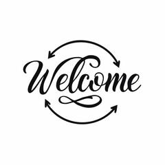 Obraz premium Welcome Calligraphy with Circular Arrows