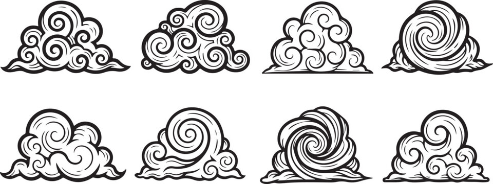 Set of elegant ornate scrolls and flourishes line art illustration Vector