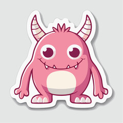 Fototapeta premium Cute Pink Monster Cartoon Character