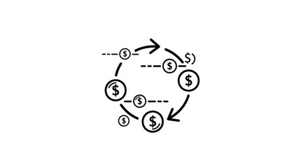 Obraz premium Financial cycle diagram with dollar symbols on white background