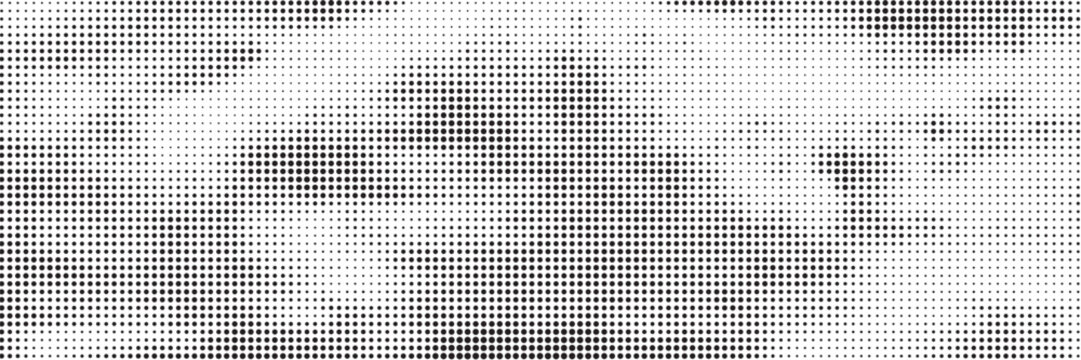 Set of halftone dots gradient pattern texture isolated on white background. Straight dotted spots using halftone circle dot raster texture. Vector blot half tone collection.