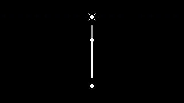 Increasing brightness bar animation, Brightness level slider animation for light intensity adjustment.