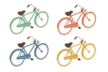 Fototapeta premium Colorful illustration of four bicycles.
