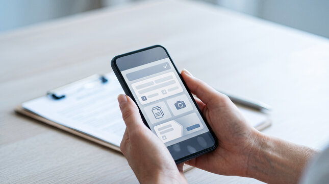 Person using mobile app for digital document management