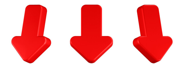 down arrow icon 3d render red color © Rani