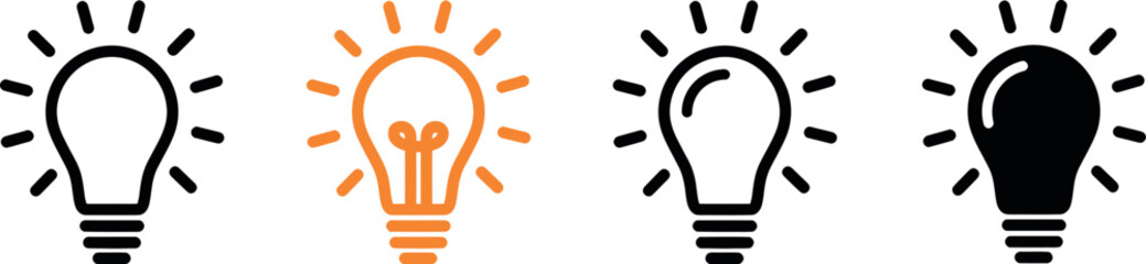 Light bulb stages from idea to full illumination a conceptual sequence © Rifat