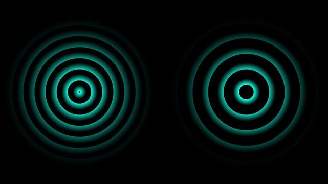 Two concentric radio wave animation isolated on black background
