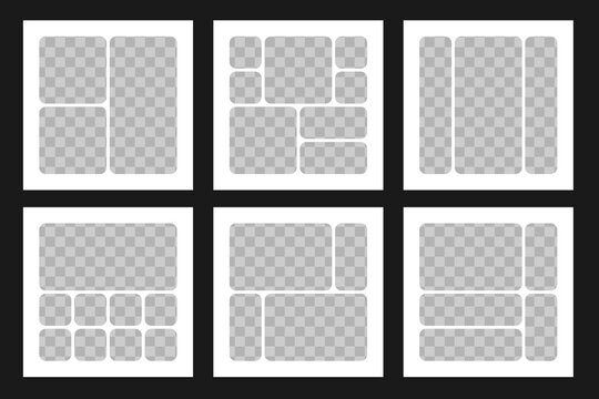 Bento grid template. Geometric tiles layout for square photo collage