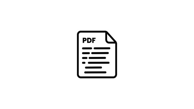 PDF document icon outline animation isolated on white background