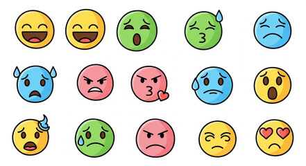 Fototapeta premium Emotions faces icons set.