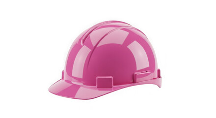Fototapeta premium A bright pink hard hat used for safety protection at construction sites and industrial work zones