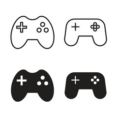 Game controller icon collection. Black Line stroke silhouette style icons © lima