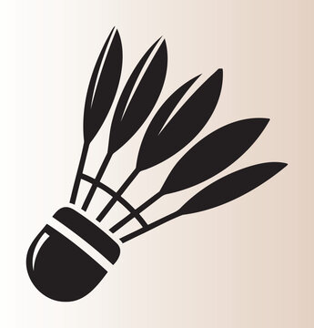 Flat design illustration of a badminton shuttlecock with feathers isolated