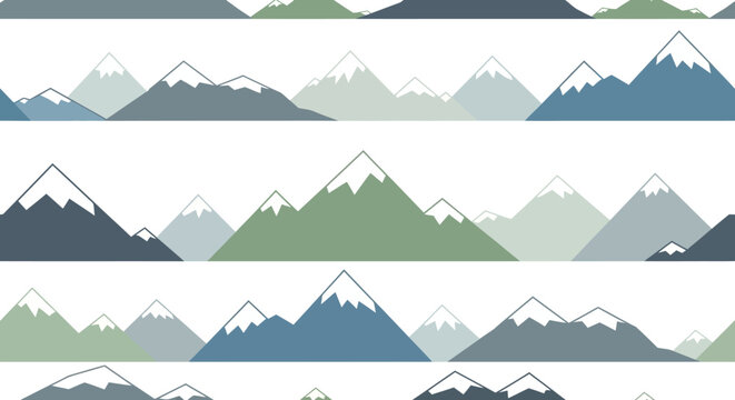 Geometric mountain range seamless pattern on white background graphic design