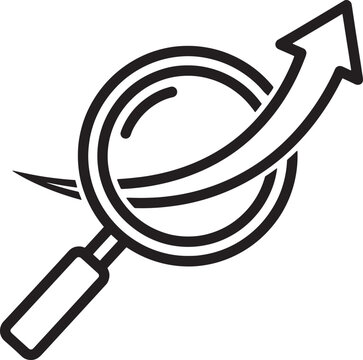 Magnifying Glass Focusing On Upward Pointing Arrow Icon Design
