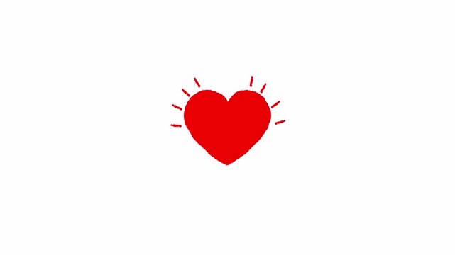 Hand drawn red heart shape symbol animation with alpha channel, Red heart floating up animation on transparent background, Like floating up animation, Red heart beat icon animation

