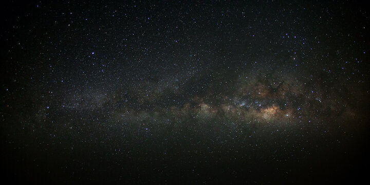 Panorama milky way galaxy with stars and space dust in the universe