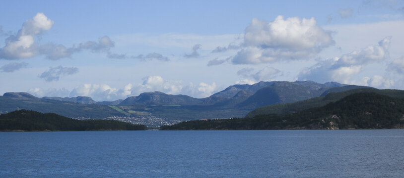 Idyllic fjord landscape on the way from Stavanger to the Lysefjord.